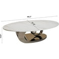 thumbnail image 2 of Oval Coffee Table for Living Room, Modern Center Table with Faux Marble Tabletop and Sculptural Stainless Steel Base, Silver+White, 2 of 8