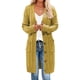 thumbnail image 5 of Suéter largo con giro para mujer, cárdigan con bolsillos y botones de color liso para otoño e invierno, 5 of 5