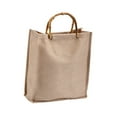 thumbnail image 5 of Milageto Bamboo Handle Bag Fashion Satchel Purse Grocery Bag for Wedding Party Travel 25cmx95cmx38cm, 5 of 8