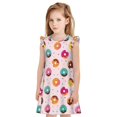 thumbnail image 1 of Fotbe Colorful Donuts Vestido de Dormir para Niñas de 3 a 10 Años, Mangas Cortas, Estilo Princesa, Pijama Camisón con Mangas Voladas-X-Large, 1 of 6