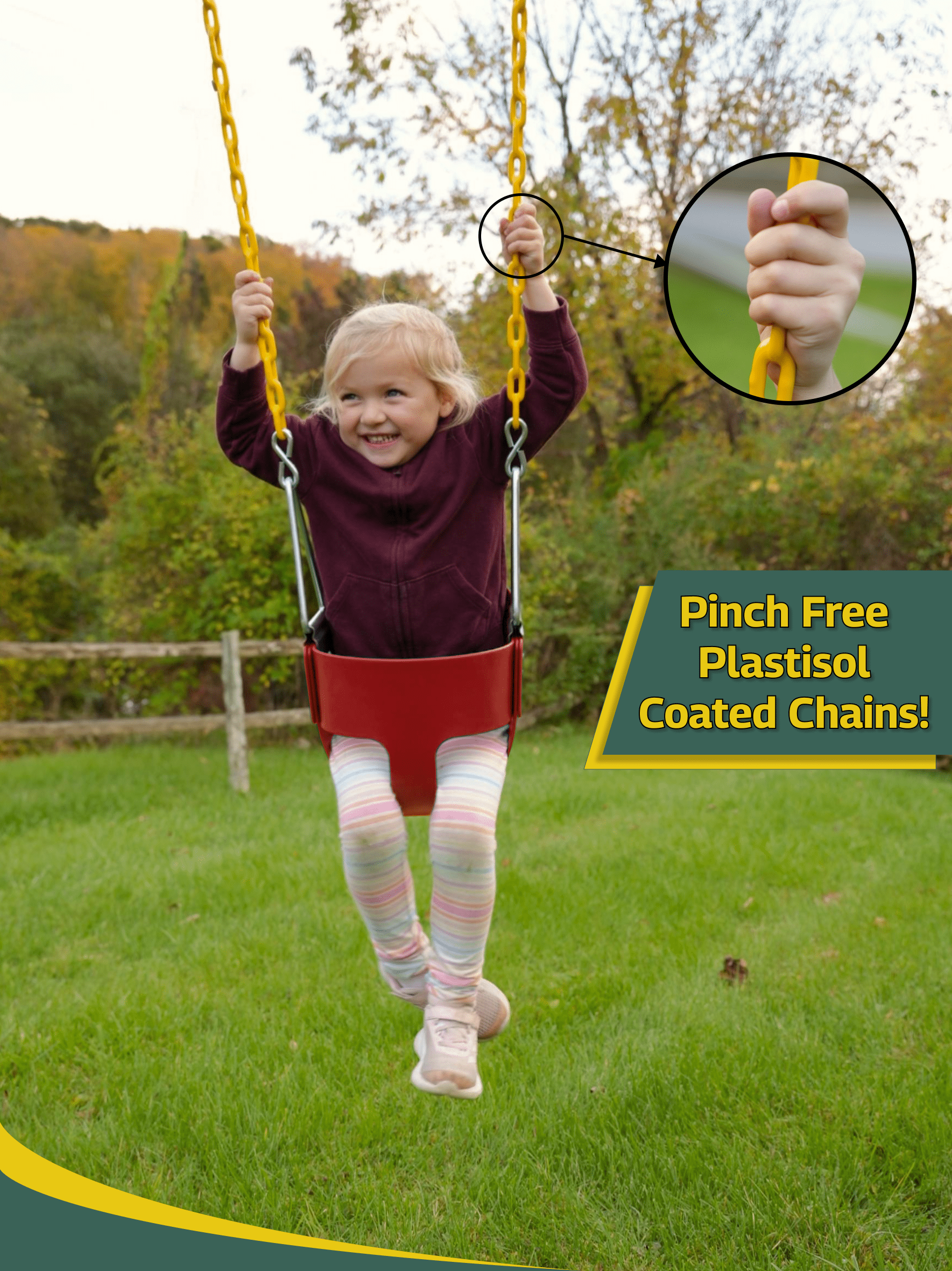 Eastern Jungle Gym Heavy-Duty High Back Full Bucket Toddler Swing Seat | Coated Swing Chains Fully Assembled | Red Swing Set Accessory
