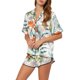 thumbnail image 4 of Conjuntos de pijama de satén para mujer INSPIRE CHIC, ropa de noche, camisetas con pantalones cortos, conjuntos de lounge XL verde-blanco, 4 of 6