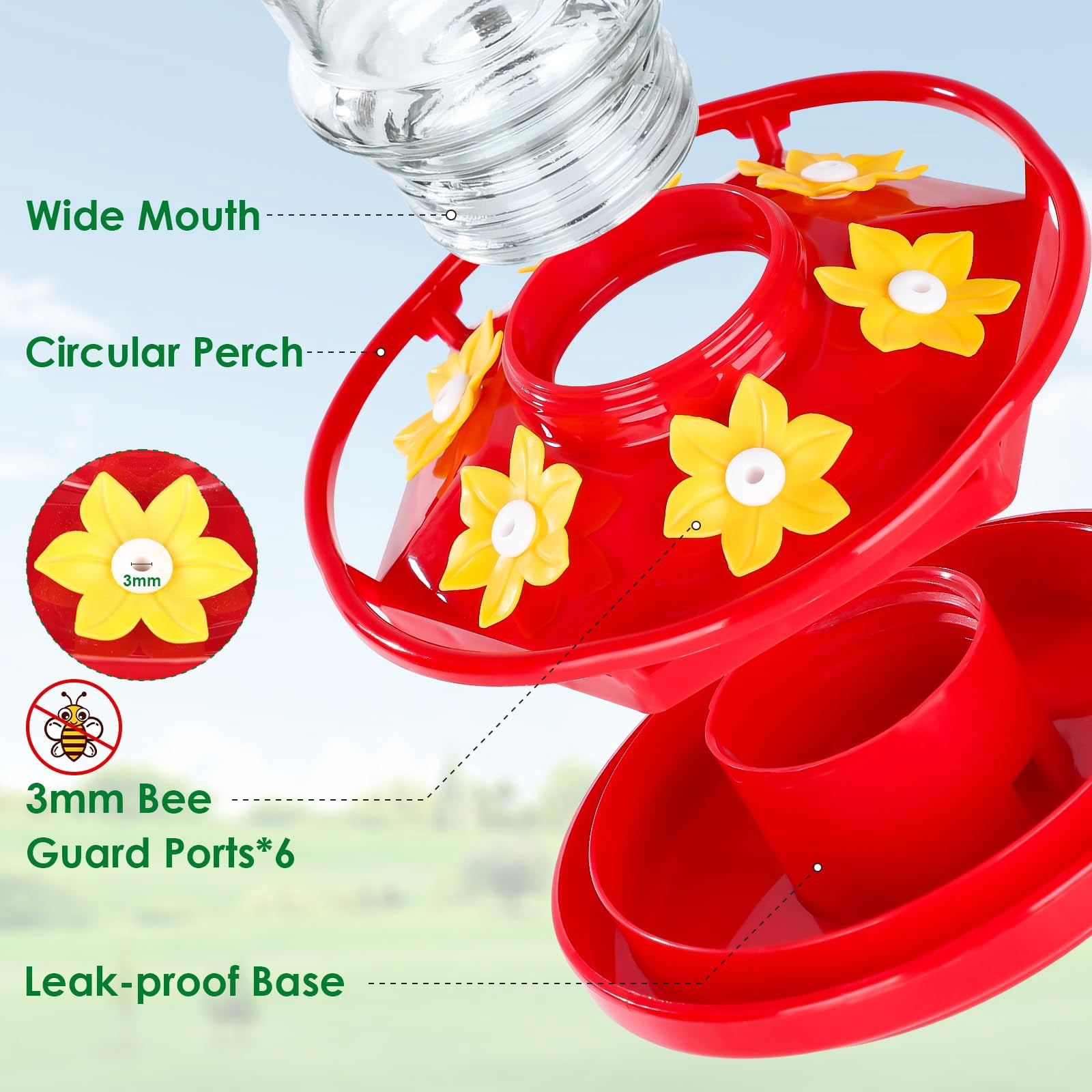 Plastic Hummingbird Feeders 2 Pack 10 Oz Clear Outdoor Hanging Garden Decor