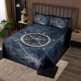 thumbnail image 2 of Nautical Rudder Queen Size Retro Navy Black Spider Web Trippy Quilted 3 Pieces Coverlet Set with 2 Pillowcases Navigation Ocean Adventure Theme Psychedelic Bedding Quilt for Room Decor, 2 of 5