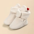 thumbnail image 2 of newwalpole Infant Boy Girl Warm Cotton Booties Baby Soft Sole Ankle Boots First Walkers Socks Shoes with Grippers Khaki for Size 4.5, 2 of 7
