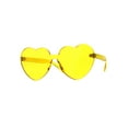 thumbnail image 2 of Womens Heart Shape Thick Panel Rimless Plastic Sunglasses Yellow, 2 of 4