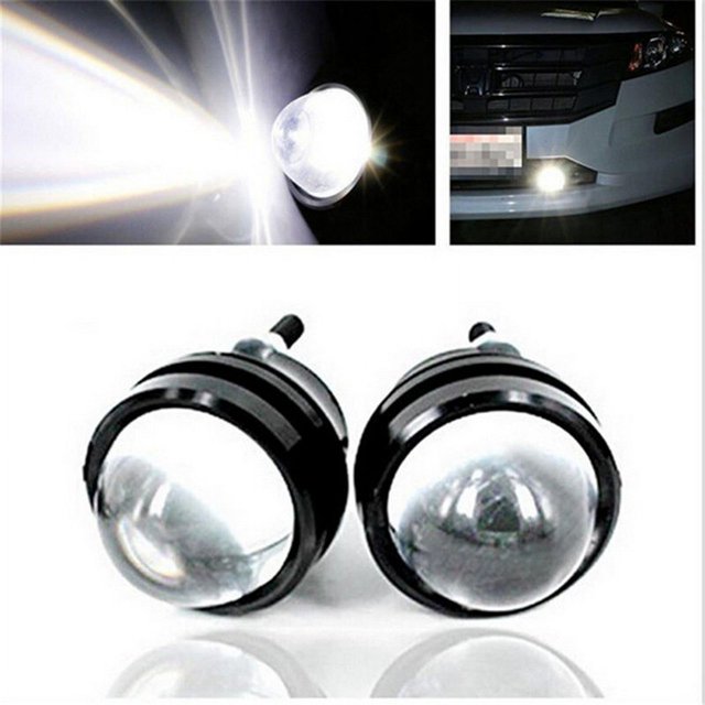 Lámpara antiniebla con lente LED para coche, lámpara de ojo de buey, lámpara antiniebla de ojo de pez modificada, lámpara de circulación diurna, lámpara Eagle Eye de 15 W, 12 V y 24 V