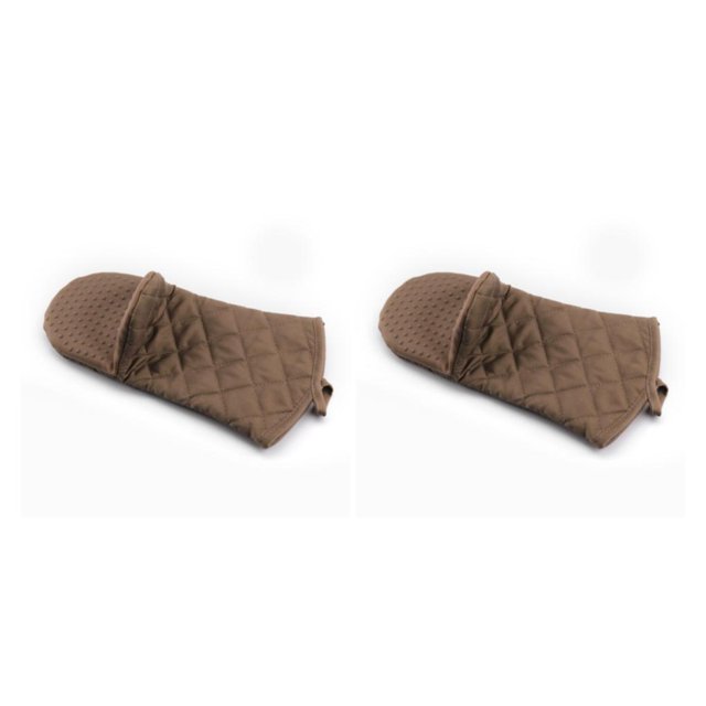 Yuarrent 1 par de guantes para horno, guantes para estufa, guantes para hornear, algodón, silicona, diseño grueso, utensilios de cocina, Café 2piezas