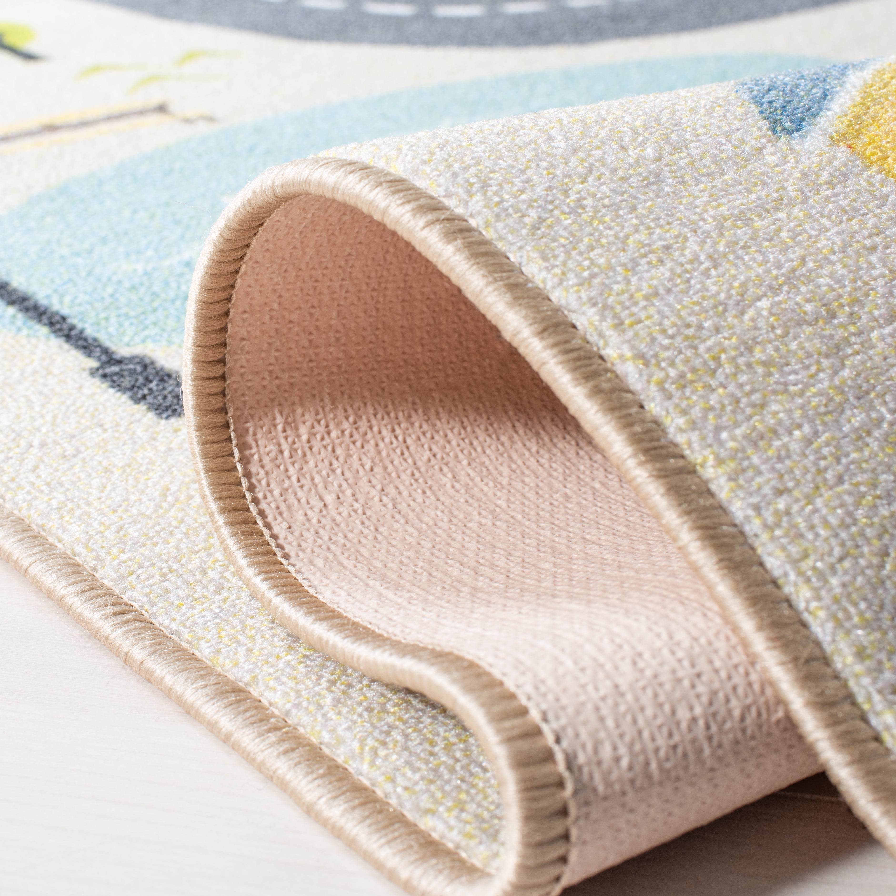 SAFAVIEH Kids Playhouse Windy Roads Machine Washable Area Rug, Beige/Green, 7'9" x 10'