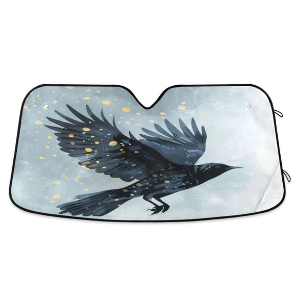 Cool Crow Flying Car Windshield Sun Shade Foldable Car Front Window Visor Heat and UV Protection 55x27.6