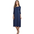 thumbnail image 2 of U.Vomade Nouvelle Robe Midi Plissée Décontractée pour Femme à Manches Longues, Couleur Unie Simple, Élégante, Col Rond, Robe pour Femme, Robe Grande Taille, 2 of 3