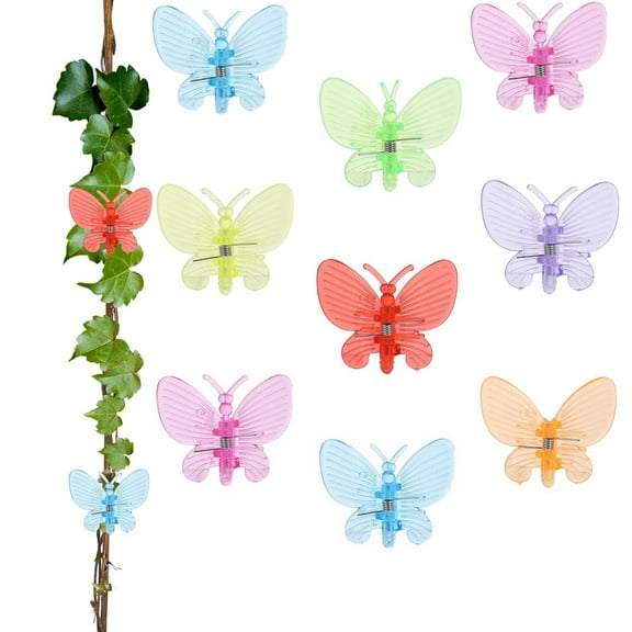 MODANU 70Pcs Plant Clips for Climbing Plants, 1.5x1.3 inch Plastic Butterfly Plant Clips Reusable Orchid Clips for Support Flower Orchid Vine, Multicolor