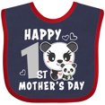 thumbnail image 3 of Inktastic Happy First Mothers Day with Panda Bears Boys or Girls Baby Bib, 3 of 4