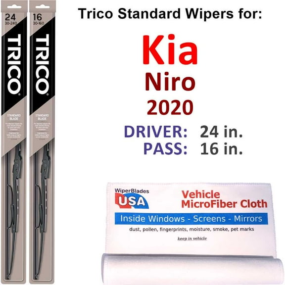 Wiper Blades (Set of 2) compatible with 2020 Kia Niro