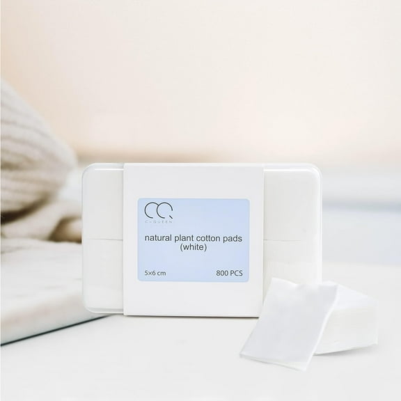 800pcs Cotton Pads for Face, Natural Plant Makeup Remover Pads, Soft Non-Tear Cleansing Squares for Sensitive Skin – 1.96” x 2.36”, White