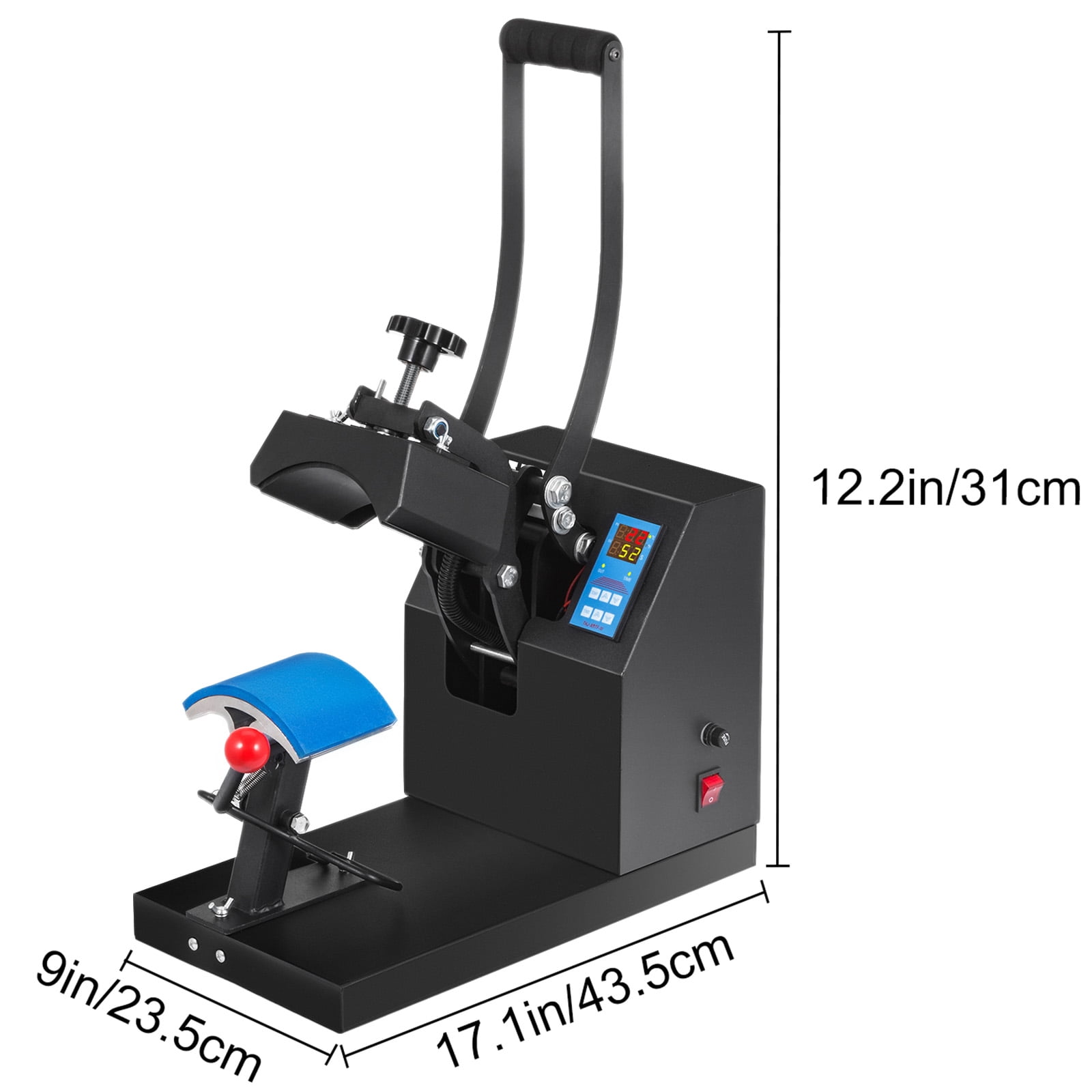 KFFKFF Heat Press Hat Machine 6x3.75Inch Arc Component Cap Press Shell-like Structure Heat Application for Caps Solid Metal Construction Non-adhesive Digital LCD Timer and Heat Regulation
