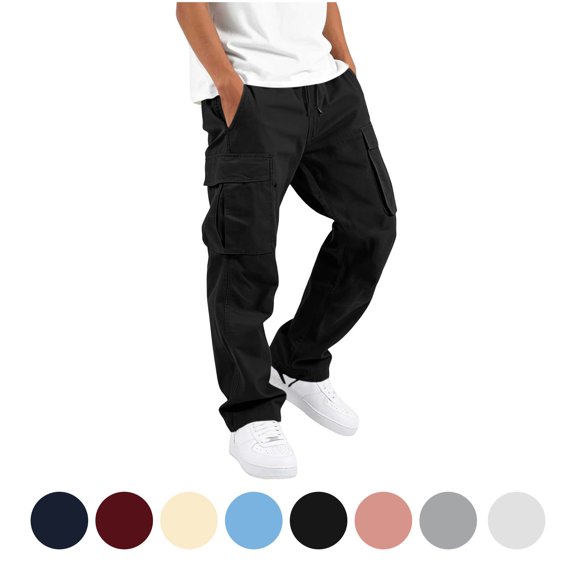 Rvasteizo Boys Cargo Pants Solid Elastic Waist Pocket Casual Fall Sweatpants for Kids 5-15 Years