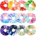 thumbnail image 1 of IVARYSS Coleteros para niñas, 12 piezas de terciopelo teñido anudado para cabello, suave soporte de cola de caballo arcoíris, lindos colores caramelo, bandas elásticas para el cabello para adolescente, 1 of 5