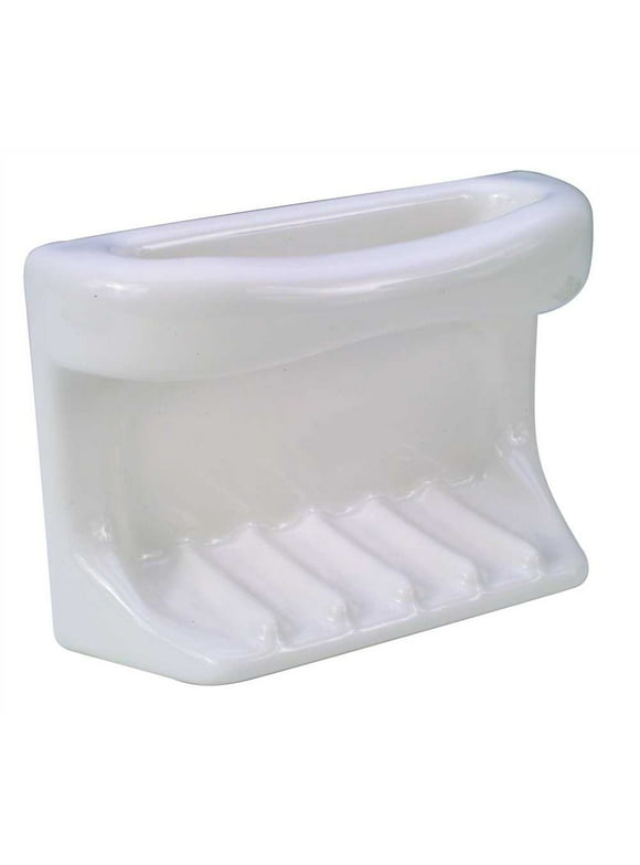 Lenape 178701 4-1/4 in. x 6-1/4 in. White Ceramic Soap Dish and Cloth Holder for Large Bathroom