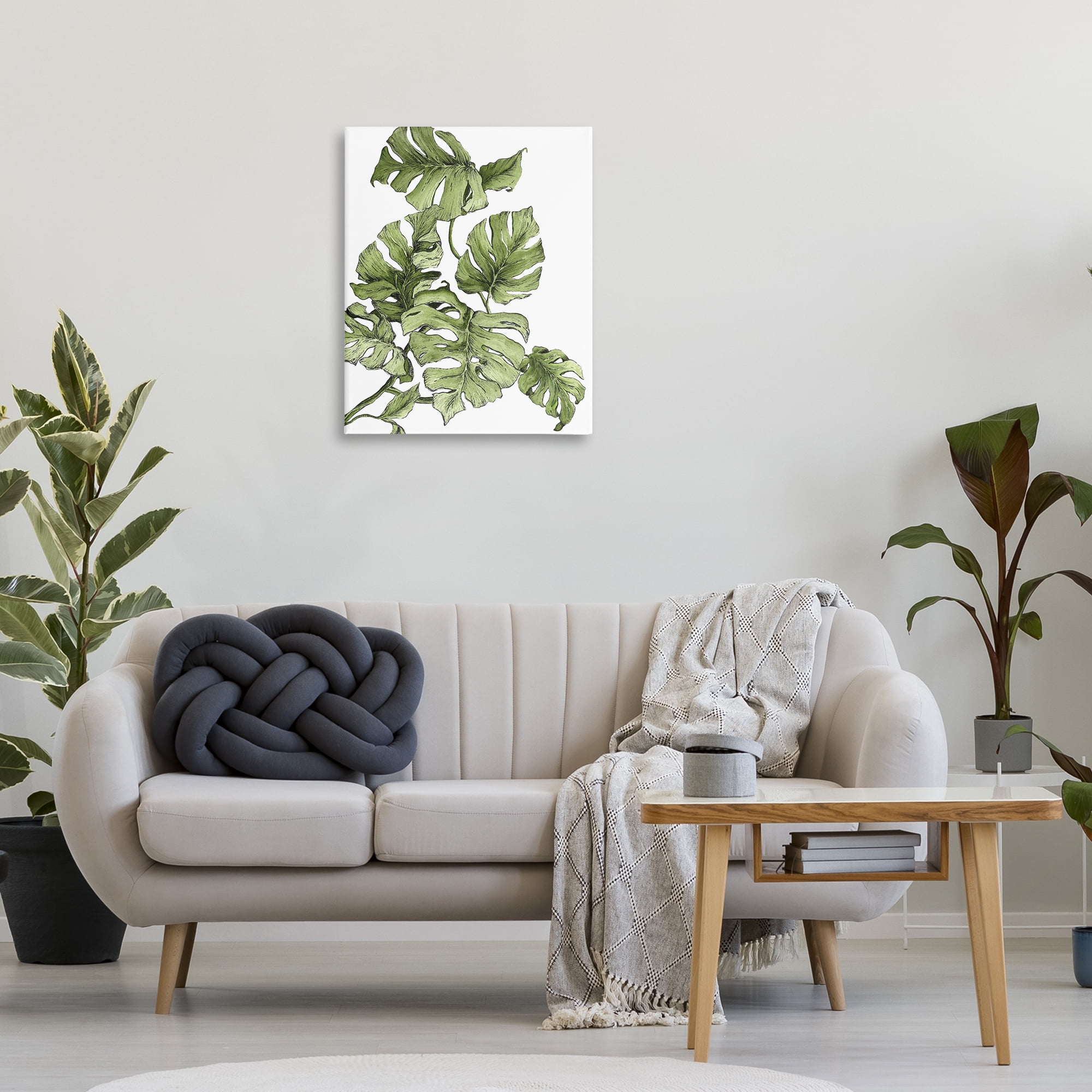Stupell Industries Falling Monstera Leaves Botanical & Floral Painting Gallery Wrapped Canvas Art Print Wall Art, 24 x 30