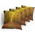 thumbnail image 5 of Ambesonne Fall Throw Pillow Cover 4 Pack, Seasonal Scenic Park, 18", Pale Green Orange Brown, 5 of 7