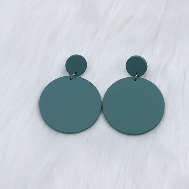 Pendientes de pintura en aerosol redondos grandes de 15 colores para otoño e invierno, pendientes de temperamento acrílico, pendientes simples para mujer