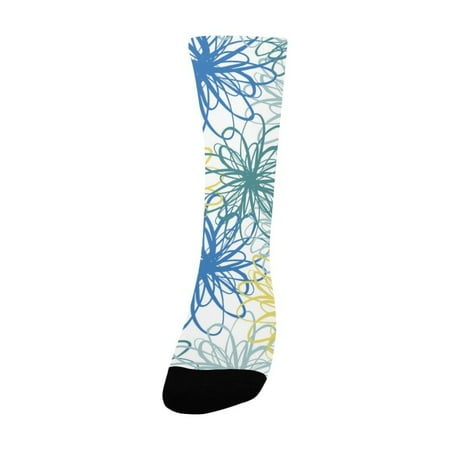 

Abstract seamless elegance artistic pattern with sketch flowers. Casual colors Women s Custom Socks (Made In USA)