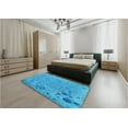 thumbnail image 4 of Ahgly Company Indoor Round Patterned Bright Turquoise Blue Area Rugs, 5' Round, 4 of 6