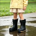thumbnail image 2 of Otqutp Kids Rain Boots Letter Print Drawstring Cuff Waterproof Rubber Rain Shoes Non Slip Mid Calf Boots Outdoor Walking Shoes, 2 of 4