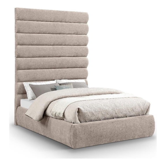 Meridian Furniture Adam Beige Chenille Fabric Full Bed