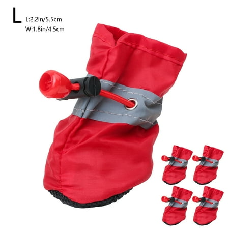 FYTPOV 4pcs Dog Shoes for Small Dogs  Anti-Slip Dogs Boots Paw Protector  Puppy Booties with Reflective Straps  Cat Dog Shoes for Indoor Hardfloors  Red  L