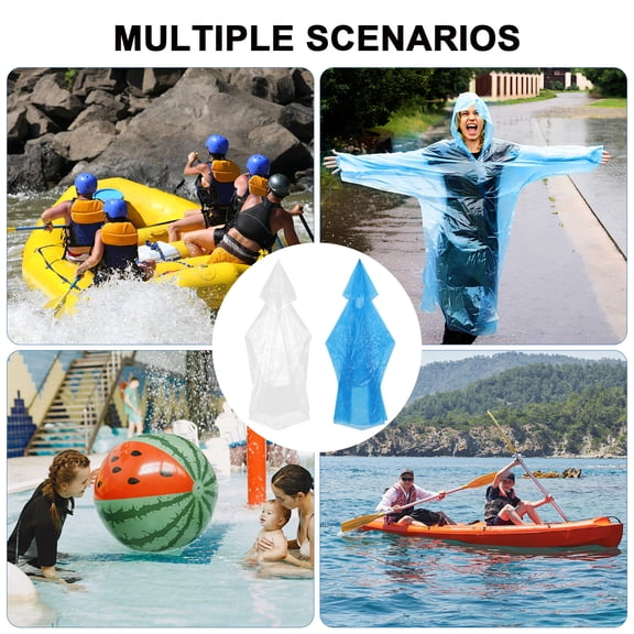 LEXSOMEO 10 Sets Rain Ponchos Rain Coat Emergency Ponchos With Hood Rain Jacket Rain Suit For Travelling Camping