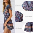 thumbnail image 6 of SWQZVT Womens Summer Dresses Women's Floral Print Deep V Neck Mini Dress Summer Casual Tie Waist Dress, 6 of 6