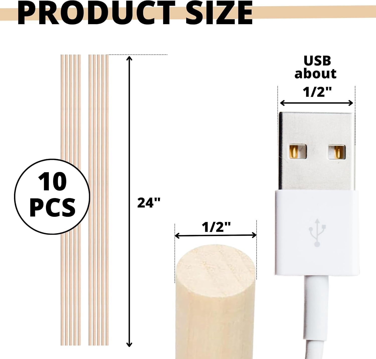 10 PCS Birch Wooden Dowel Rods 24 Inch - Unfinished Long Wood Rod 24" x 1/2" Wooden for Crafts Sticks 24 inch Birch Craft Supplies & Materials for DIY Projects