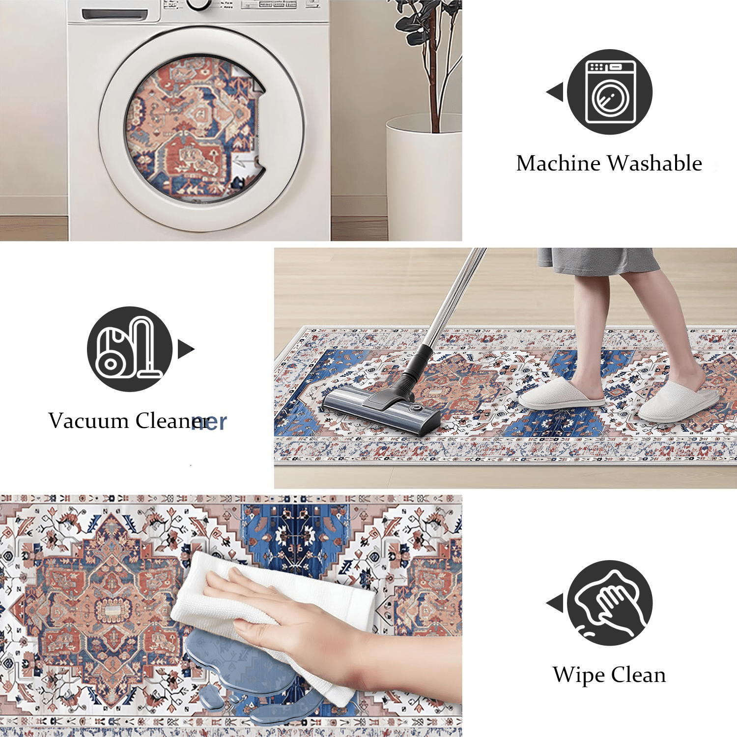 3 Pieces Kitchen Rug Sets with Runner Non Slip Washable Mats for Floor Thick Kitchen Floor Mat Carpet Runner Rugs for Hallway Laundry Holiday Decor