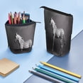 thumbnail image 5 of Lsque Monochrome Leopard Horse Pattern Telescopic Pencil Bag Pen Holder Stationery Case, Stand-up Retractable Transformer Bag Organizer, 5 of 6