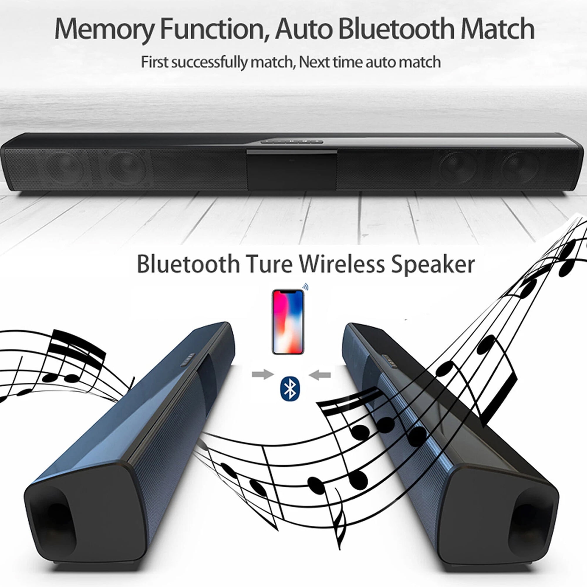 Portable Bluetooth Speaker with FM Radio, TF Card Reader, and RCA Input - 20W Stereo Sound, 3.5H Playtime, Type-C Charging, Built-in Antenna, Remote Control Included