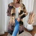 thumbnail image 5 of WTOBBY Women's Fashion Casual Halloween Printed Mid-Length Cardigan Jacket Asymmetrical Hem Cover Up Long Sleeve Open Front Lightweight Top,Beige L, 5 of 6