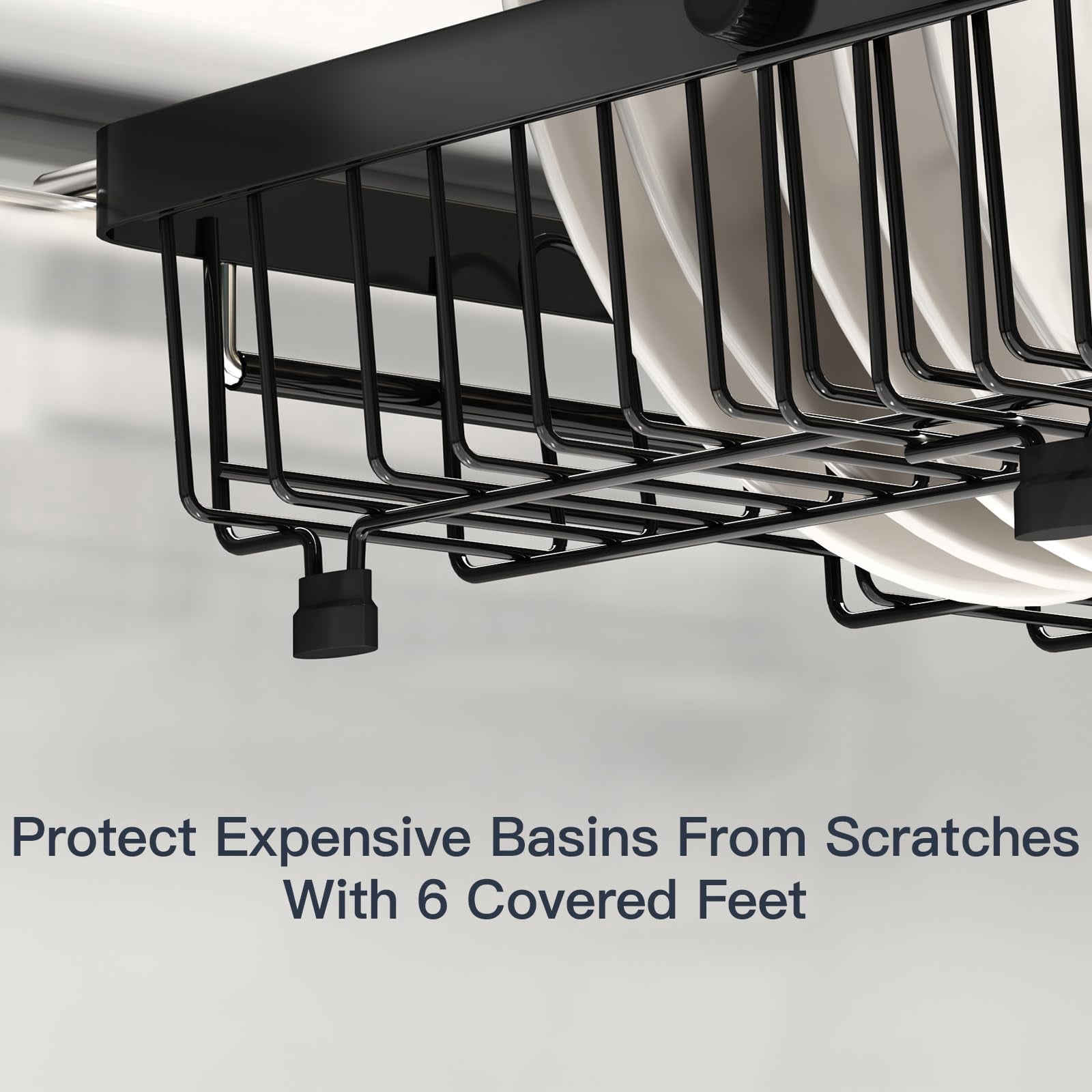 Expandable Stainless Steel Over The Sink Dish Drying Rack For Small Kitchen Counter Space Saving  Compact Rv Plate Drainer Strainer In Black Wire Metal With Hanging Adjustable Utensil Holder