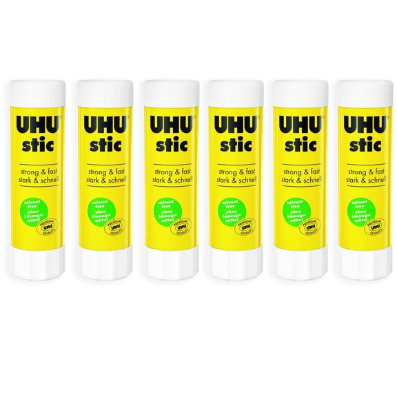 UHU Stic Glue Stick - Solvent Free - Clear Application - 40g - Pack of 6