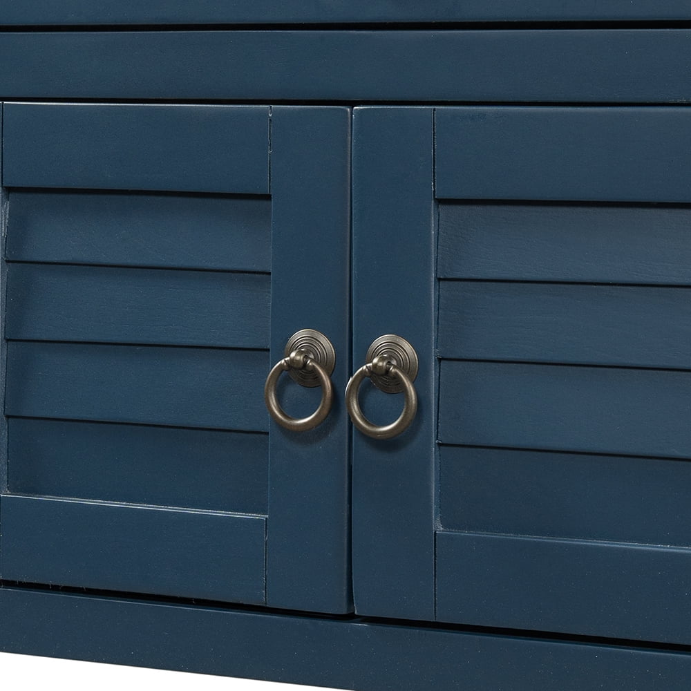 Lowestbest 45" Classic Console Table with Storage Drawers, Sofa Table with 7 Drawers, 1 Cabinet and 1 Shelf (Navy Blue) Lowestbest 45" Classic Console Table with Storage Drawers, Sofa Table with 7 Drawers, 1 Cabinet and 1 Shelf (Navy Blue)