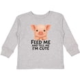 thumbnail image 3 of Inktastic Cute Pig with Apple Feed Me Quote Boys or Girls Long Sleeve Toddler T-Shirt, 3 of 5