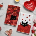 thumbnail image 3 of Black Cats Red Hearts Valentine''s Day Kitchen Towels Dish Towels, 18x26 Inch Wedding Farmhouse Decoration Hand Towels Set of 2, 3 of 6