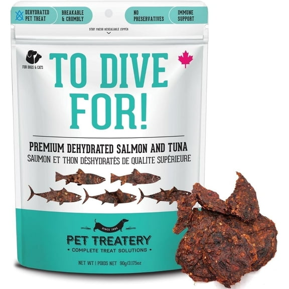 Pet Treatery Dehydrated Protein Wild Salmon & Tuna Treat for Dogs & Cats (90g, 1 Pack)