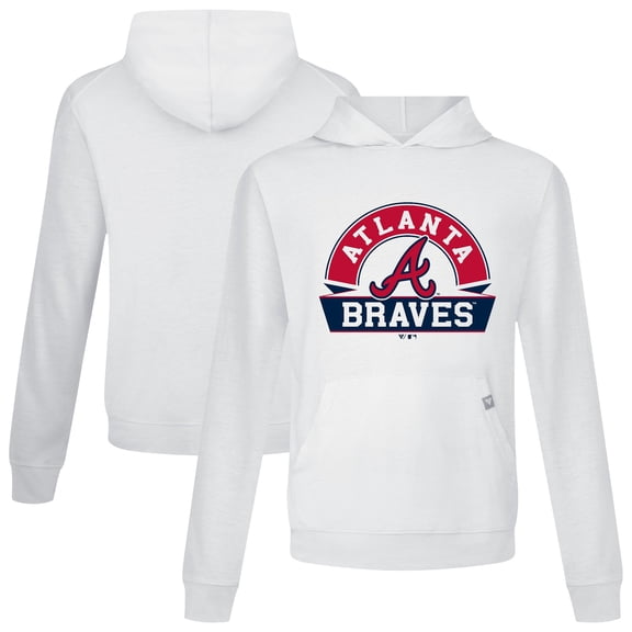 Men's Levelwear White Atlanta Braves Relay Banner Arch Pullover Hoodie