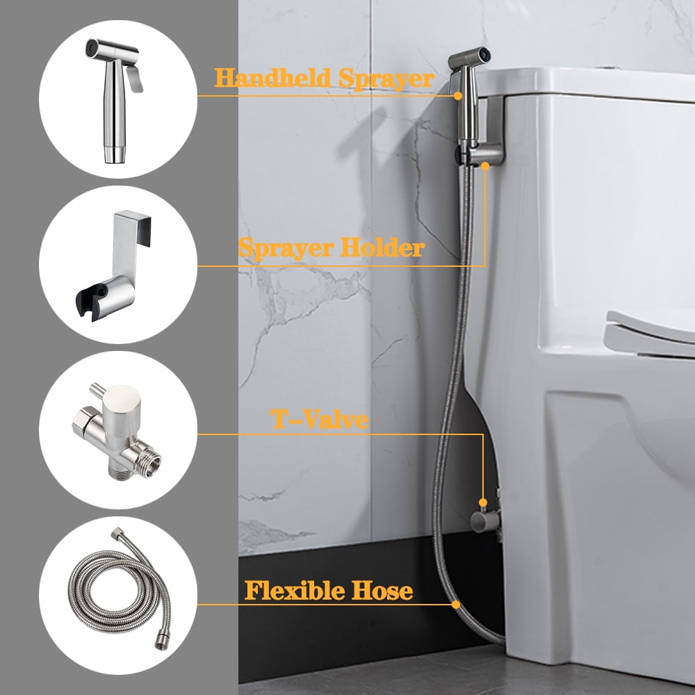 Yuniba Adjustable Silver Manual Stainless Steel Bidet