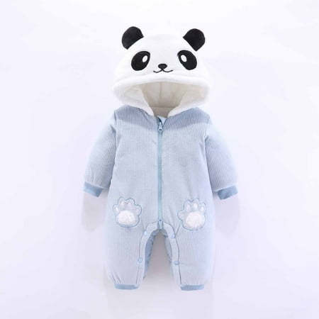 

Reduced Price and Clearance Sale Juebong Autumn Winter Infant Toddler Baby Long Sleeve Animal Ear Hooded Romper Zipper Jumpsuit Blue 6-9 Months