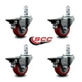 thumbnail image 2 of 3 Inch Red Poly Wheel Swivel 3/4 Inch Square Stem Caster Set with Brake SCC, 2 of 2
