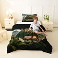 thumbnail image 2 of Metsweet Dino Green Letter A Twin Comforter Sets 2pcs, Volcano Tyrannosaurus Rex Bedding Set,Brown Orange,Black Reversible,1 Comforter and 1 Pillowcase, 2 of 6