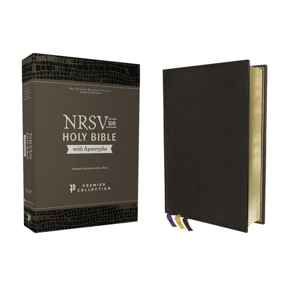 Nrsvue, Holy Bible with Apocrypha, Premium Goatskin Leather, Black, Premier Collection, Art Gilded Edges, Comfort Print, (Hardcover)